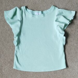 EUC s'edge waffle knit flutter sleeve blouse, mint green